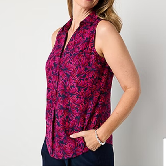 Liz Claiborne Tops - Liz Claiborne Floral Pink and Blue Sleeveless Top